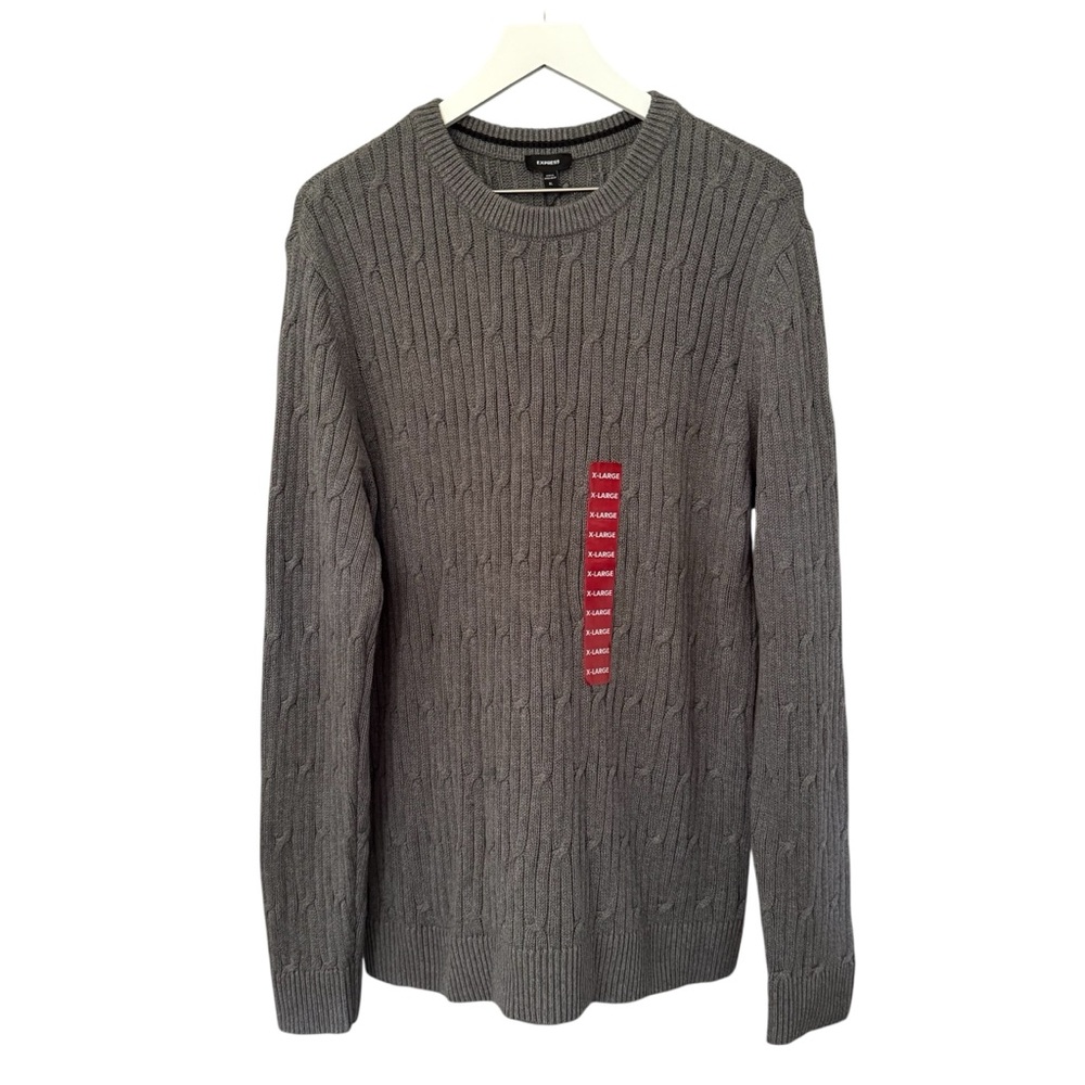 NWT EXPRESS Cable Knit Sweater Men’s Size XL Heather Charcoal